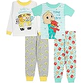 CoComelon boys 4-piece Snug-fit Cotton Pajama Set, Soft & Cute for Kids
