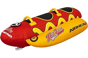 Airhead Double Dog Towable 1-2 Rider Tube for Boating and Water Sports, Double-Stitched Full Nylon Cover, EVA Padding & Padded Handles for Comfort
