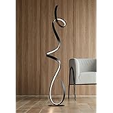 Possini Euro Design Avante Modern 56 1/2" Tall Standing Floor Lamp Ribbon LED Foot Switch Metal Matte Black Finish Living Roo