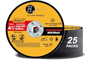 HERZLG LIFE Cut Off Wheels 4 1/2 inch 25 Pack, Cutting Wheel for Metal & Stainless Steel, Ultra-Thin Professional Fast Cutting Disc for Angle Grinder 4-1/2" x 3/64" x 7/8"