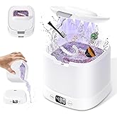 IAULF Ultrasonic Retainer Cleaner Machine, Dental Cleaning Pod, Sonic Retainer Cleaner Machine with Digital Timer for Dentures, Aligners, Braces, Night Guards, Jewelry 45kHz/319ml (White)