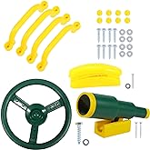 RedSwing Playground Accessories for Kids, Outdoor Swingset Attachments with Pirate Ship Wheel, Toy Telescope, Telephone and Safety Handles (Yellow and Green)