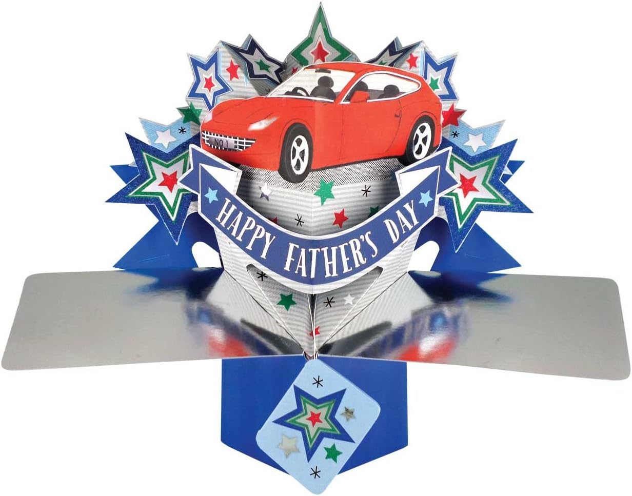 Happy Father's Day Red Car Pop-Up Greeting Card Second Nature 3D Pop Up Cards