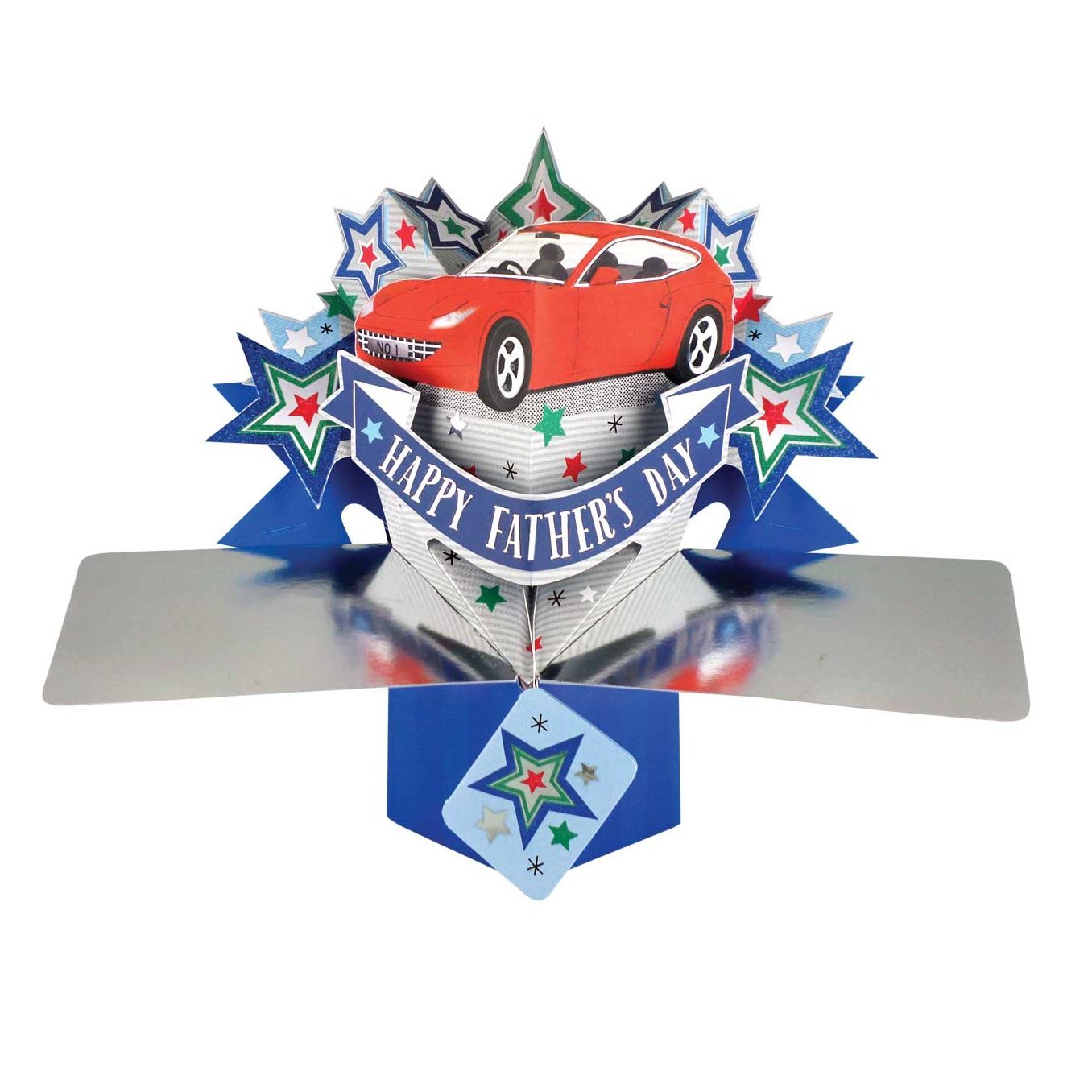 Happy Father's Day Red Car Pop-Up Greeting Card Second Nature 3D Pop Up Cards