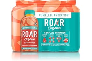 ROAR ORGANIC ROAR Complete Hydration Organic - Electrolyte Drinks Loaded with Vitamins C, B5, B12 - Non-GMO, Gluten-Free - Georgia Peach - 12 pc