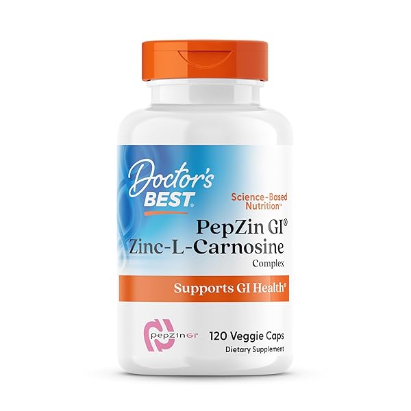 DOCTOR’S BEST PEPZIN GI, ZINC-L-CARNOSINE COMPLEX FOR MEN & WOMEN – ZINC CARNOSINE SUPPLEMENT CAPS FOR GUT HEALTH, DIGESTIVE SUPPORT, & STOMACH COMFORT, VEGAN, GLUTEN FREE – 120 VEG CAPSULES