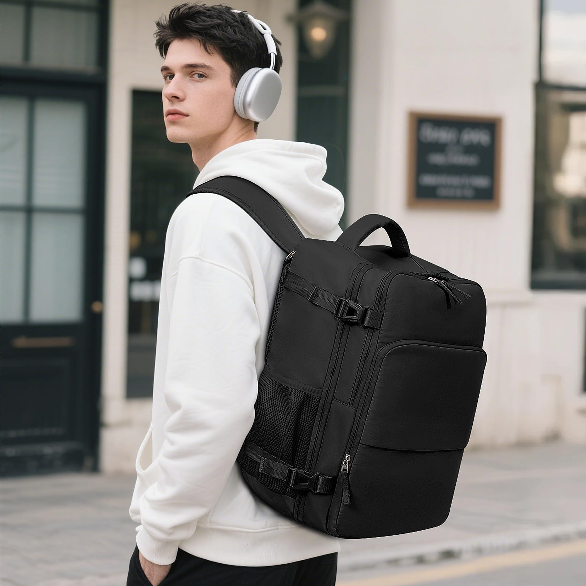 Sinaliy Travel Backpack for Men Women, Personal Item Travel Bag with Multi-Pockets, Airline Approved Carry on Backpack Fits 16inch Laptop, Waterproof Casual Backpack for College,Travel, Work