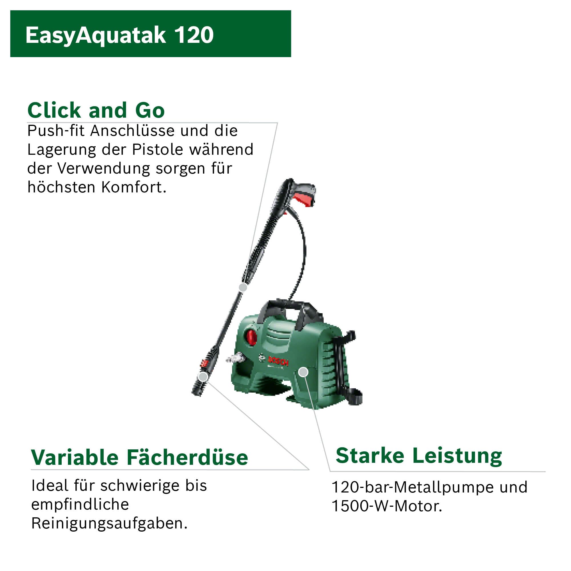 Bosch Home and Garden Hochdruckreiniger EasyAquatak 120 Premium Kit (1500 W, Haus-und Auto-Kit enthalten, max. Fördermenge: 350 l/h, im Karton) - Amazon Edition 3