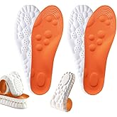 4D Cloud Insoles for Men Women, Breathable Memory Foam Cloud Massage Insoles, Enhanced Arch Support & Cushioned Comfort,Relief Foot Pain,Fits All Shoe Types(2 Pairs-Orange,Men 6-7/Women 7.5-8.5)