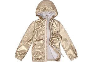 JOYSON Girls Rain Jacket Lightweight Windbreaker Jacket Kids Waterproof Outerwear Raincoat with Hood