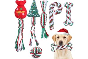 Yteseery 6 Pack Christmas Dog Rope Toys for Small Medium Dog, Chew Training Cotton Toys for Puppy Teeth Cleaning and Interacting Play Games