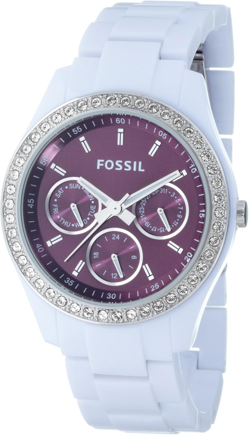Fossil Ladies Watch Stella ES2668 with Purple Multi Dial, Clear Stone