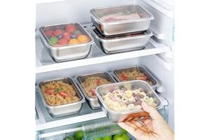 Stainless Steel Storage Containers with Clear Lids 5PCS Stackable Food Storage Boxes for Fruit and Snack, Dish Organization