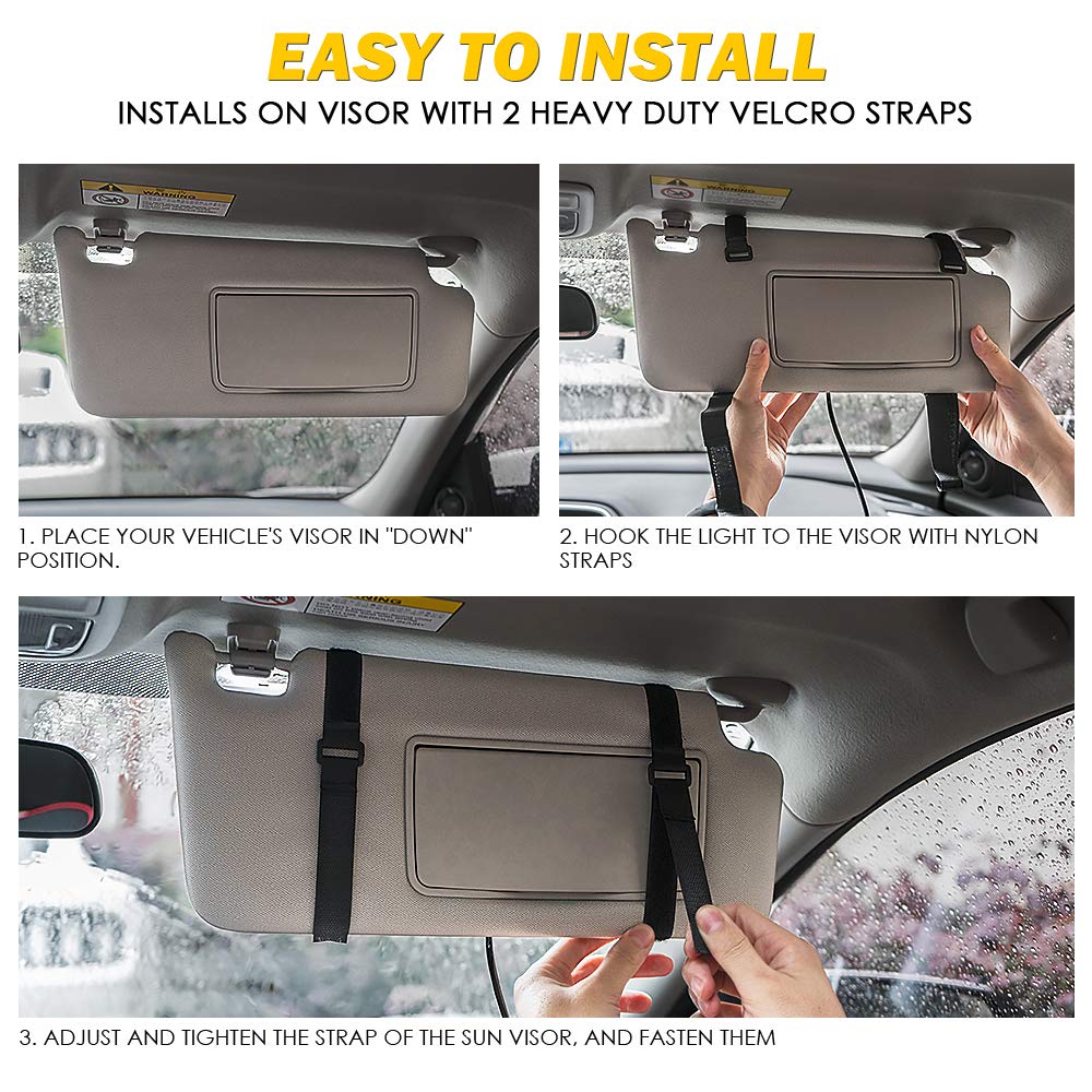 Xprite Red Blue 48LED Visor Strobe Flashing Lights Interior Windshield Sunshield Emergency Warning Lights for Police Volunteer Firefighter Vehicles Trucks