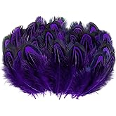 100pcs Pheasant Feathers 2-3 Inches Fluffy Spotted Plumage Feather for Dream Catcher Crafts Sewing Clothing Decoration (Purple)