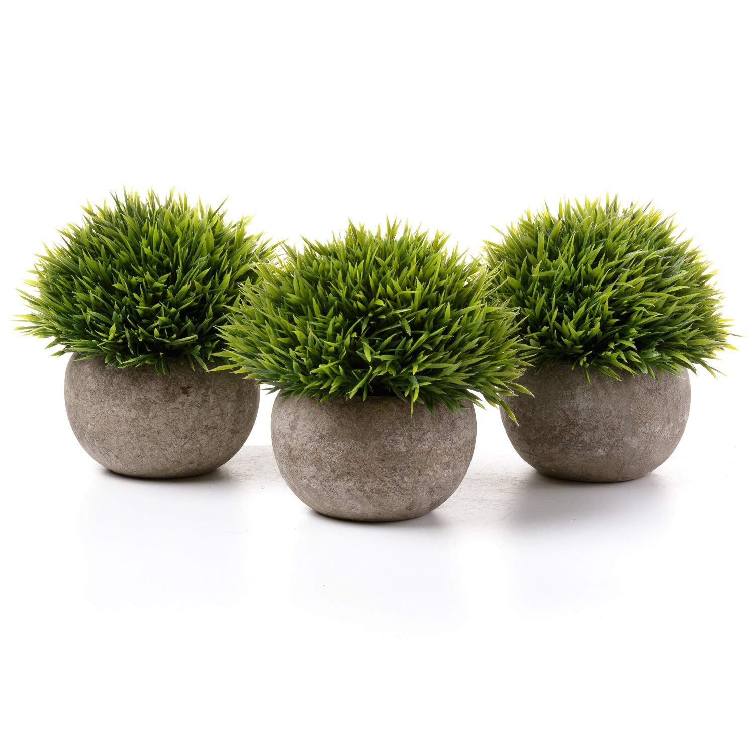 T4U Plastic Artificial Plants Potted Green Plants Multi-layer Grass for Home/Office Decor Pack of 3