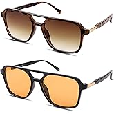 Hycredi Retro Aviator Sunglasses for Women Men, Trendy Square Sun Glasses, Vintage Rectangle Womens Shades