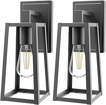 Sunco Lighting Cage aplique de pared, negro mate, visualización de