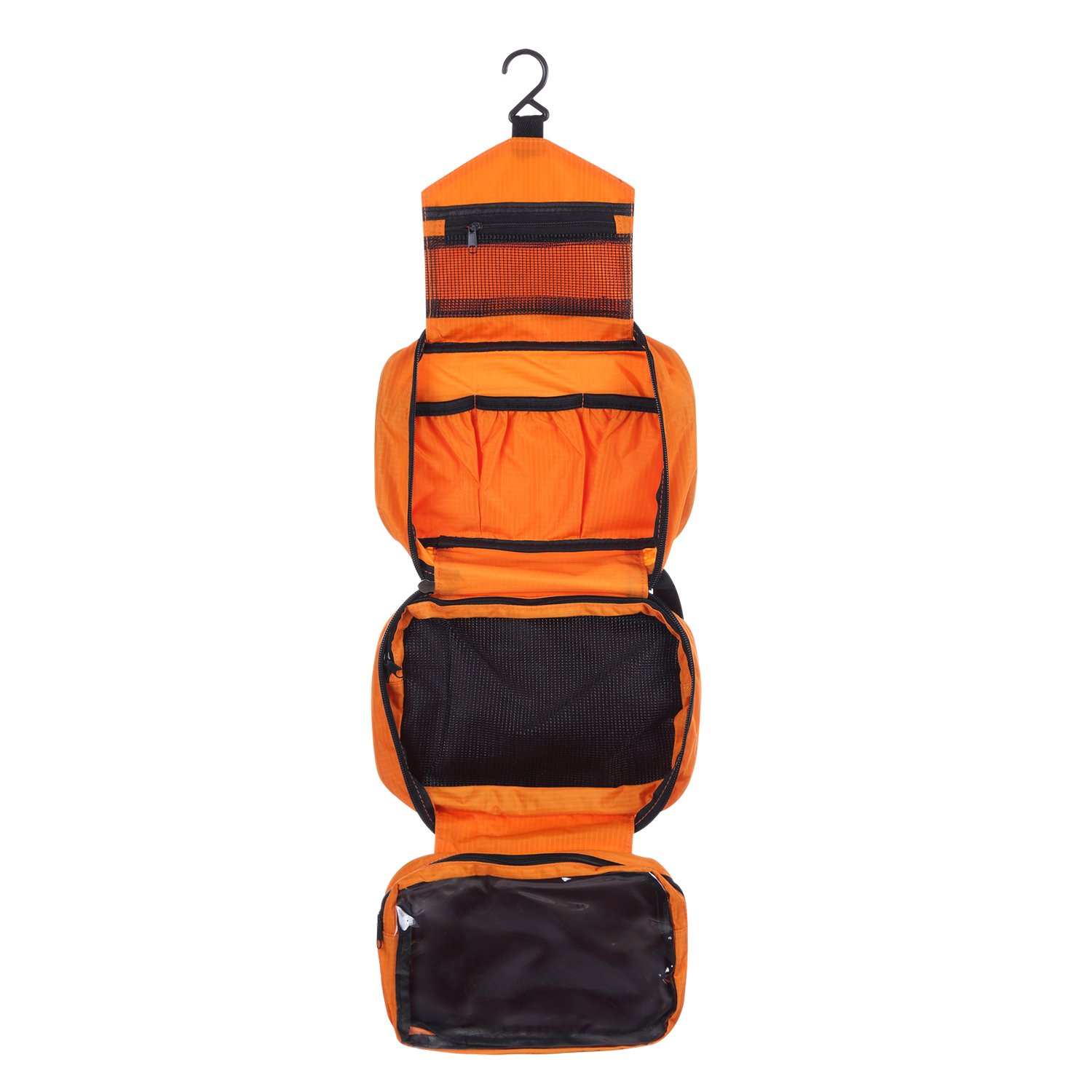 CYBERNOVA Toiletry Bag Waterproof, Multifunctional Toiletry Cosmetic Bag Hanging Foldable Hanging for Traveling (Orange)