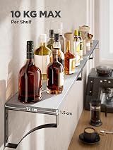 Pipishell Floating Shelves Wall Mounted Set of 3 Paulownia Wood Grey view 3