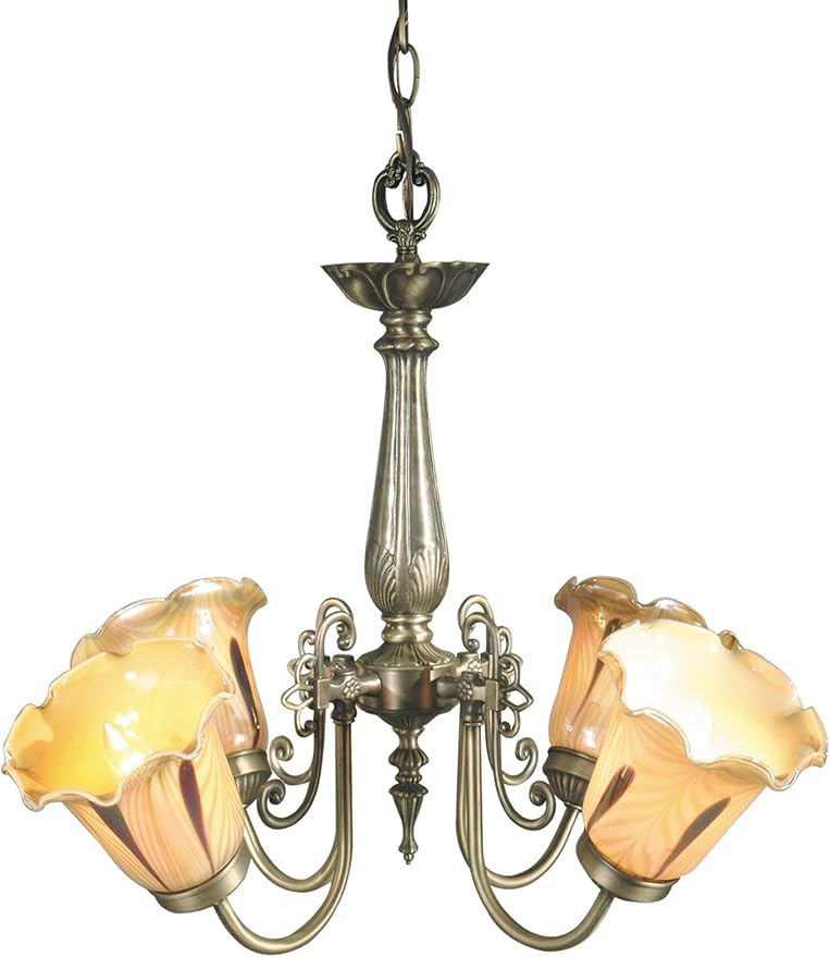 Dale Tiffany TH70240 Columbus Tulip Light Fixture, Antique Brass and