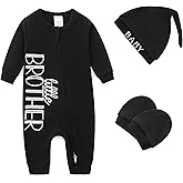 Newborn Baby Boys Outfit 3Pcs Baby Boy Clothing Letter Print Cotton Romper with Gloves and Hat