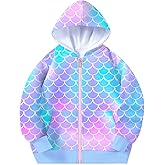 Girls Hoodie Kids Jacket Zip Up Sweatshirt Rainbow Unicorn Clothes with Pockets