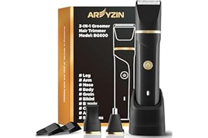 AREYZIN Body Hair Trimmer Men: Manscape 3 in 1 Electric Razor, Hair Trimmer for Body Groomer,Beard, Nose/Ear Hair,USB-C Replaceable Dock Ceramic Blade Heads,Christmas Gifts for Men