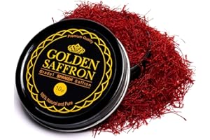 Golden Saffron, Premium Spanish Saffron Threads, Pure Red Spanish Saffron Spice Threads, For Culinary Use Such as Tea, Paella Rice, Risotto, Tachin, Basmati Rice (10 Grams)