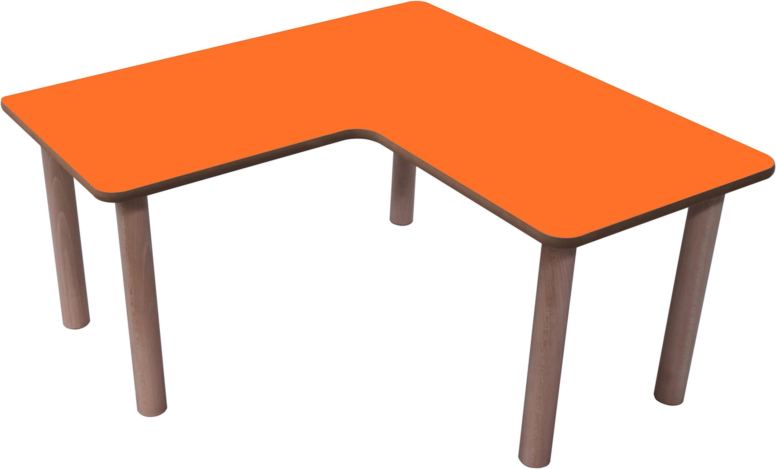 Mobeduc Size 1 Children's Table in L, 90 x 90 x 46 cm, Wood, Orange
