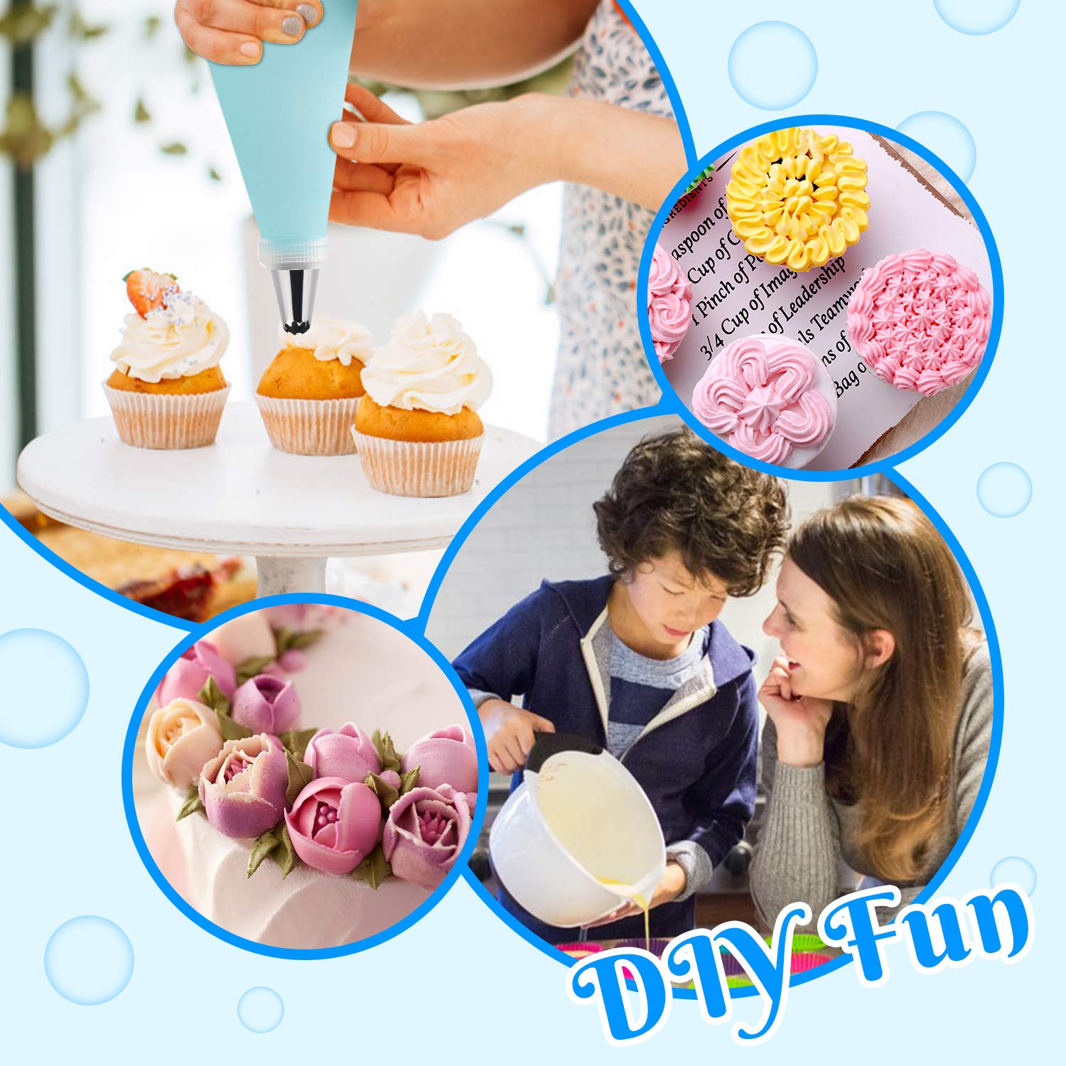 83 pcs Cake Decorating Supplies Kit for Beginners-Cake Turntable Stand-Icing Tips, Pastry Bags, Icing Spatula, Icing Smoother,Flower Nails,Flower Lifters,Decorating Pen,Cupcake Molds,Cleaning Brush