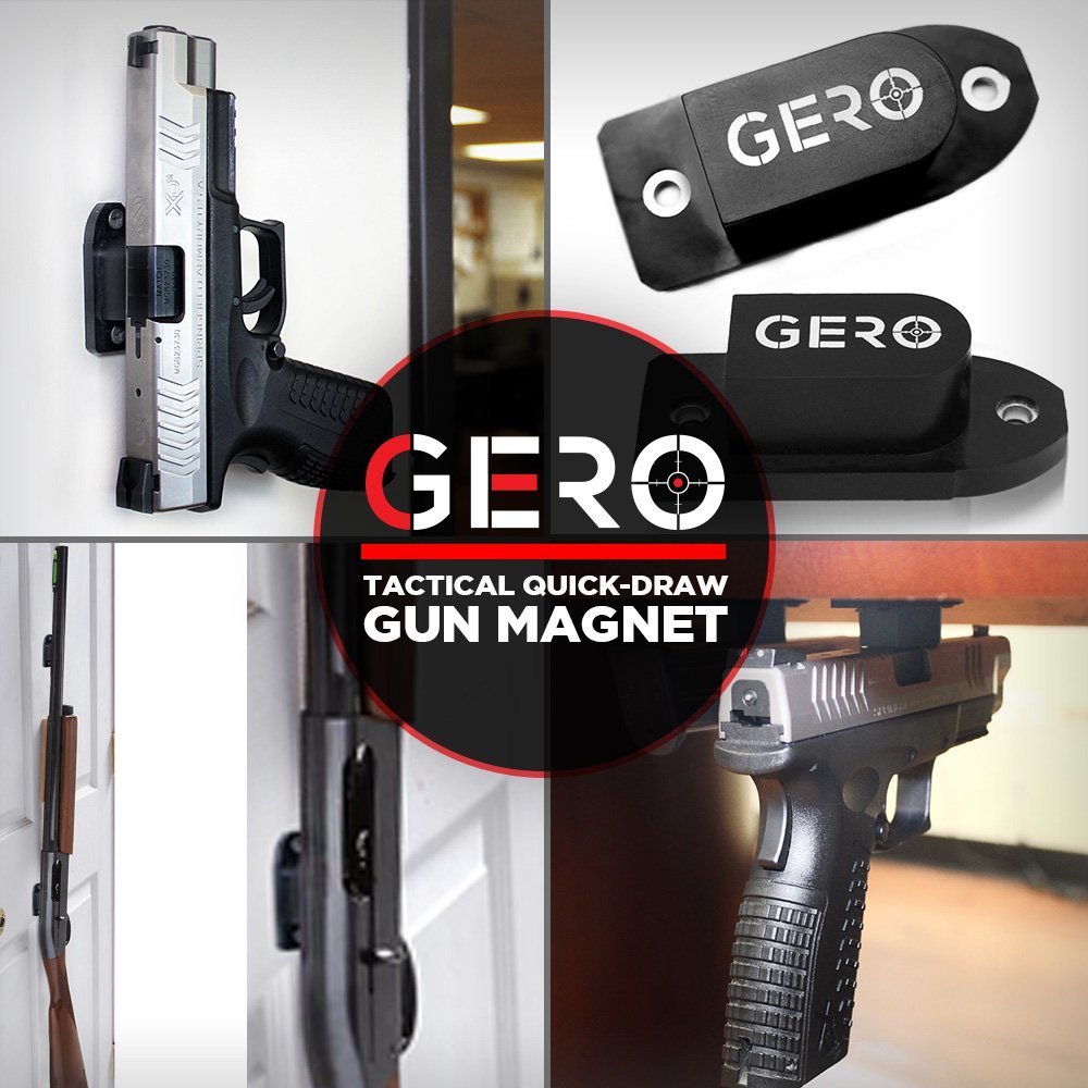 Tactical Quick Draw Gun Magnet Concealed Pistol Holder Handgun Fast Draw Perfect Car Gun Holster Under Counter Desk Shelf Car Gun Safe or Bed Side Holds All Guns Beretta Remington Springfield Armory