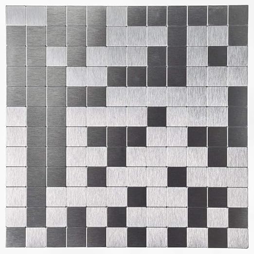 Amazon Com Art3d 5 Piece Metal Backsplash Tile Peel And Stick Mosaics For Kitchen Backsplashes Silver Home Kitchen