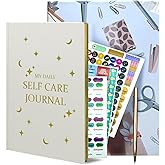 Crein Lynh Gratitude Journal, Daily Reflection Journal for More Happiness, Mindfulness & Affirmation, Self Care Journals for Women & Men, 6 Inspirational Stickers and Ballpoint Pen, Beige