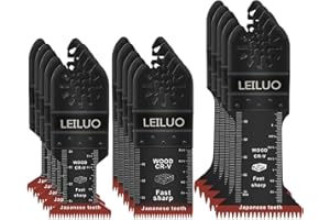 LEILUO 15Pcs Oscillating Saw Blades Japanese Teeth Multi Tool Blade Fast Cutting Wood Extra Long Oscillating Tool Blades Compatible with DeWalt Makita & More