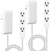 LIDER Flat-Face Outlet Extender with 3 Receptacles, Ultra-Thin Wall Plate Plug with Cord Extender and 3-Outlet Power Strip, 3ft Cord, LWE3-315-W2P, ETL-Listed, White, 2 Pack