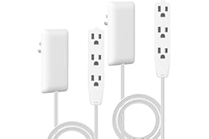 LIDER Flat-Face Outlet Extender with 3 Receptacles, Ultra-Thin Wall Plate Plug with Cord Extender and 3-Outlet Power Strip, 3