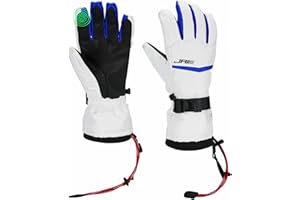 JRZHX Touch Screen Ski Gloves Women & Men with Quadruple Layer Protection, Waterproof Snow Gloves Breathable & Warm, Snow Stopper Adjustable Wrist Drawstring, Anti-Lost Rope, Adjustable Wrist Strap