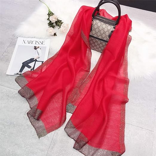 Color liso lado brillante bufanda cálida hembra lana de seda salvaje