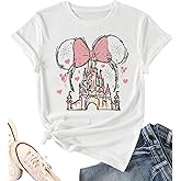 Magical Shirt for Women Castle Graphic Tee Magic Kingdom T Shirt Cute Holiday Vacation Shirt Short Sleeve Casual Tops