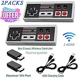 2 Pack Rechargeable NES Classic Mini Wireless Controller -TURBO EDITION-Rapid Buttons Edition for Nes Gaming System with 2.4G Wireless Receiver