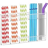 9.5" Straw Holder for Cabinet Door, Reusable Acrylic Straw Dispenser with Detachable Adhesive for Cabinet Kitchen Countertops