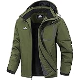MAOYSSEN Men's Ski Jacket with Hooded Snowboarding Waterproof Fleece Lining Jacket Winter Coat Multi Pockets