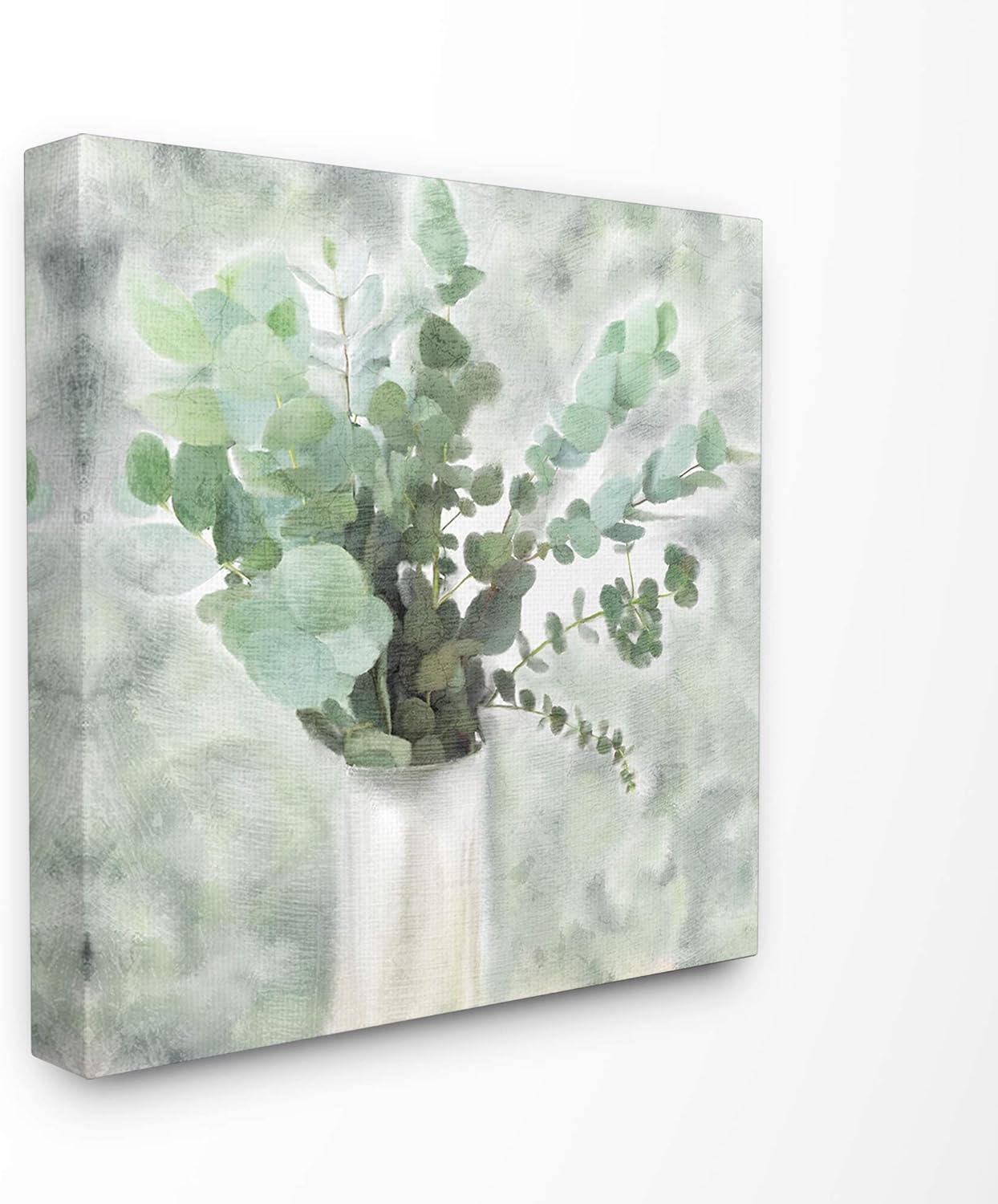 Paintings - Stupell Industries Sage Green Painterly Eucalyptus in White Vase Wall Art, 24 x 24, Multi-Color