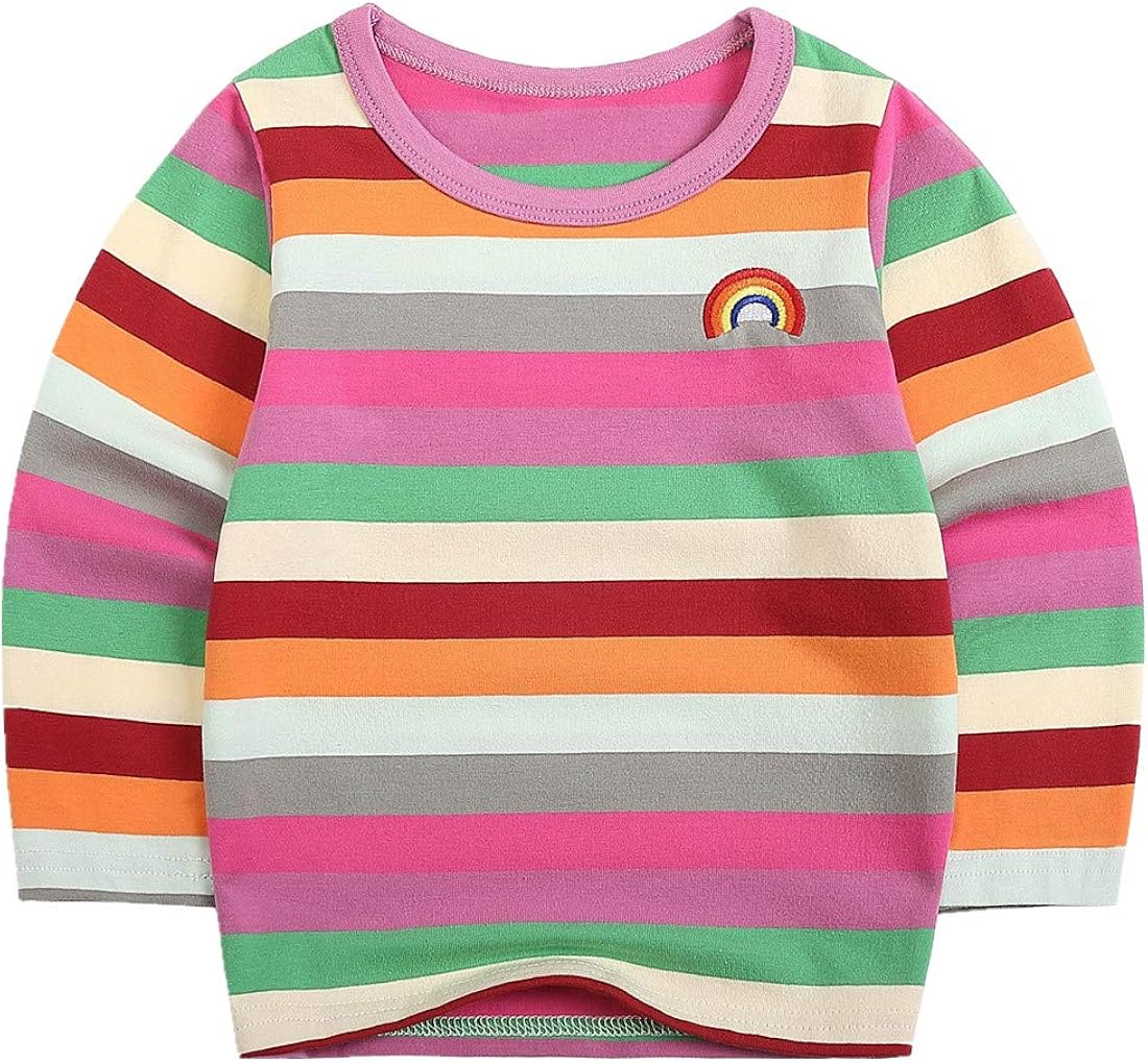 Sooxiwood Little Boys TShirt Rainbow Striped ONeck Size 4T Style3