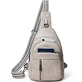 LATMAP 7L Sling Bag For Women Men Backpack Fanny Pack Crossbody Chest Travel Shoulder Belt Bags Purse Handbag PU Leather