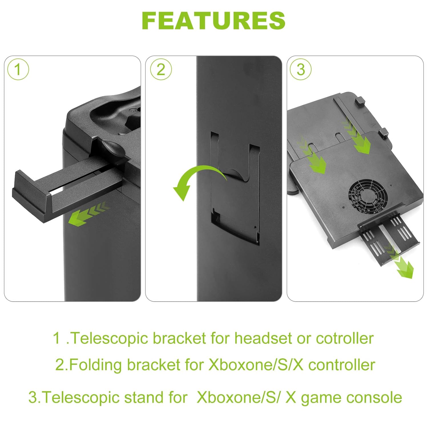 Linkstyle Vertical Storage Stand with Cooling Fan Compatible with Xbox ONE/Slim/X Console, 3Controller, 11games, 1Headset: Video Games