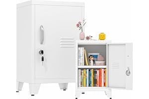GAIOUS 24" Tall Metal Locker Storage Cabinet with 1 Door, Locked File Storage Cabinet with 1 Adjustable Shelves, Small Pantry, Freestanding Small Locked Cabinets for Home/Office/Employees/Gym-White