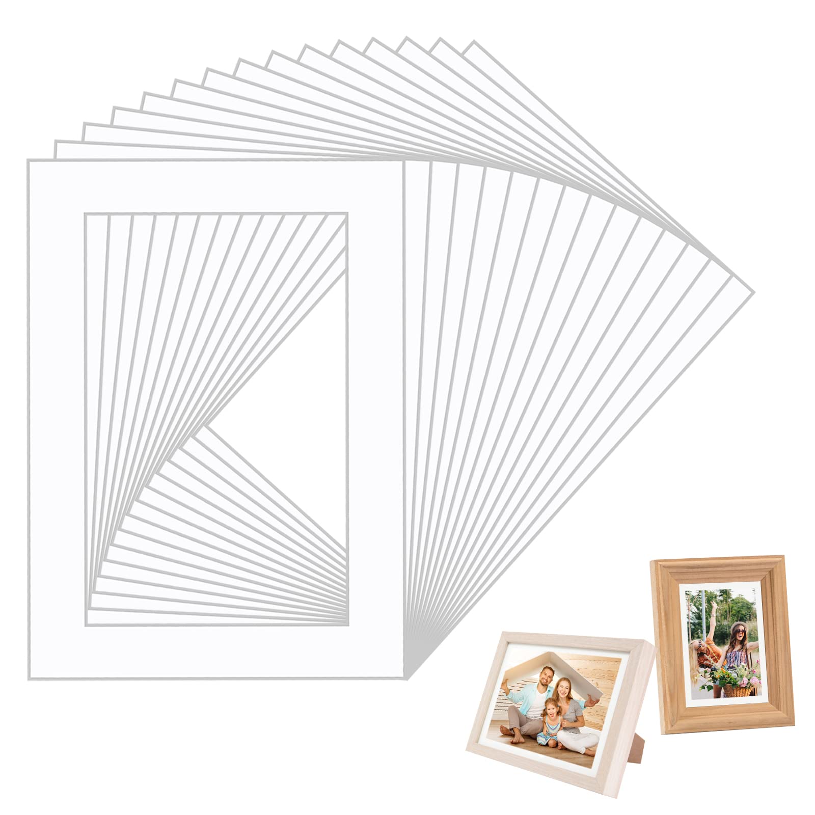 15 Pack White Pre-Cut 5x7 Picture Mounts, Acid-Free, Frame Mattes for 4x6 Pictures Display Photo Frame Mat Bevel Photo Board Show Kit for Photos, Prints, Artworks