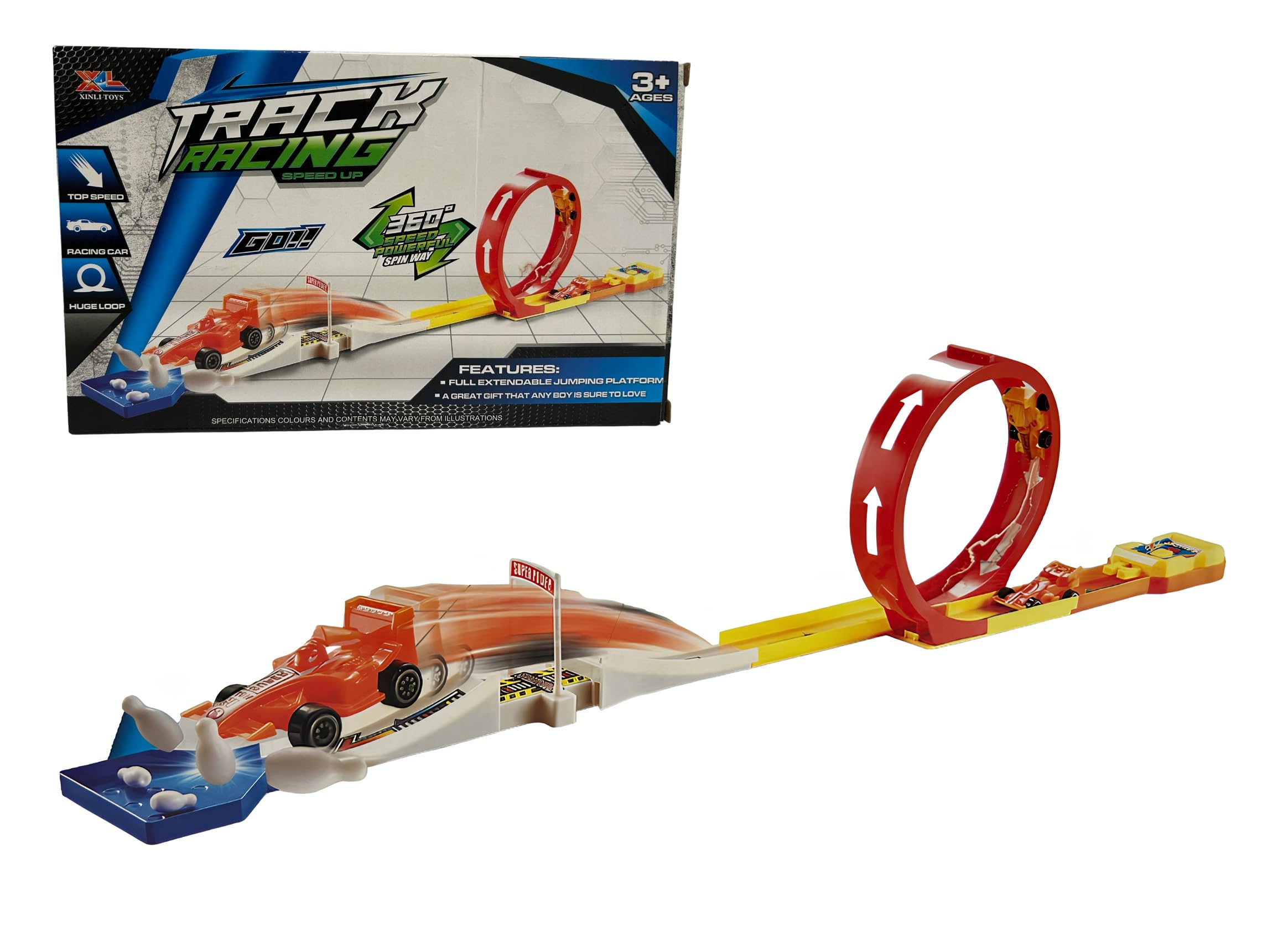 Death Ride Toy Track with Car and Launcher Track Cars Track Racing Flexible Track 360 Degree Jump Car Including Stunt Track Loop Car with Launcher